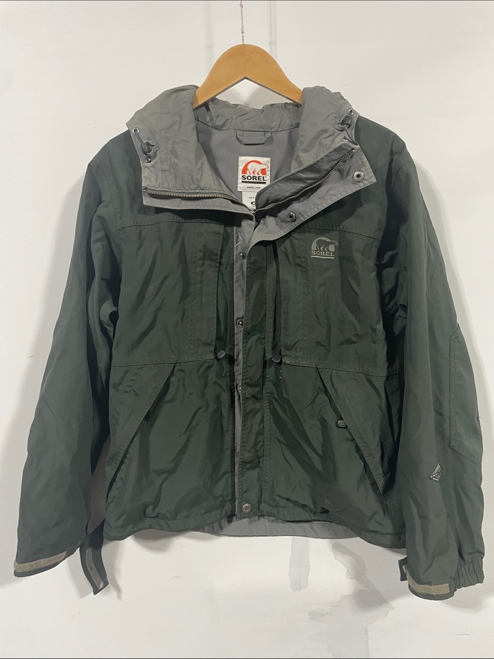 Sorel Green Hooded Two-Tone Shell Jacket